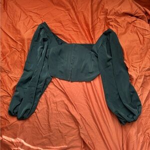 Urban Outfitters Dark Green Puff Sleeve Blouse